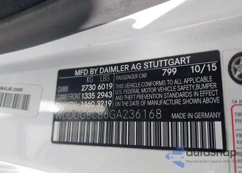 2016 Mercedes-Benz S 550 z USA, uszkodzony, nr VIN WDDUG8CB6GA236168